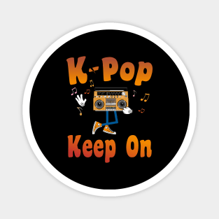 K-Pop on a Retro Boombox w music notes Magnet